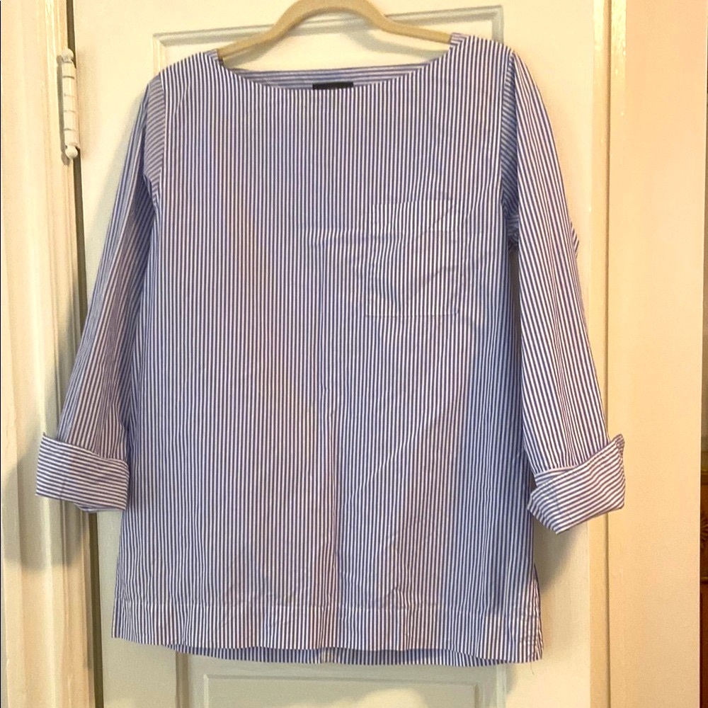 Jcrew Blue and White Striped Boat Neck Tunic